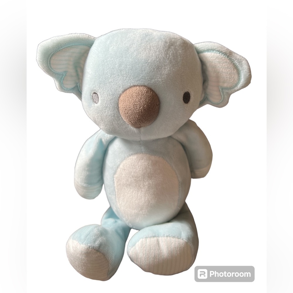 Blue White Koala Rattle Plush Toy 9” Sitting